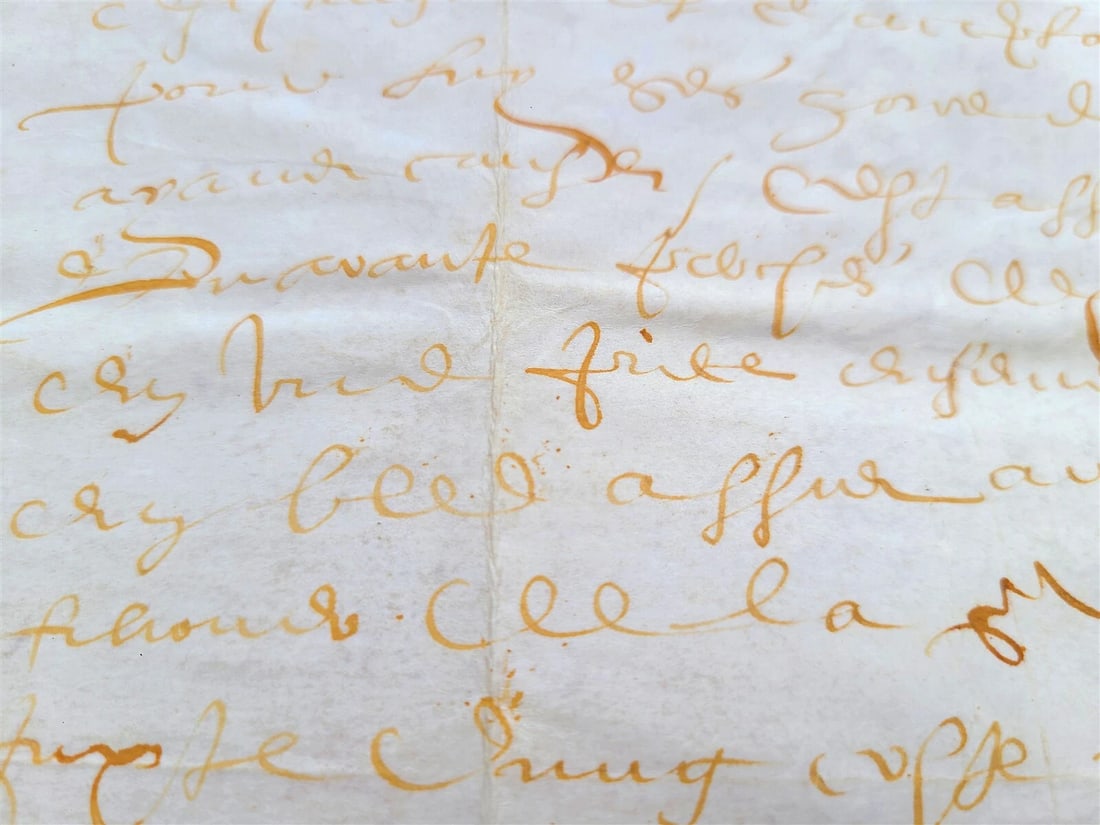 17th century MANUSCRIPT on VELLUM antique LAW DOCUMENT in FRENCH 2 leaves - 3