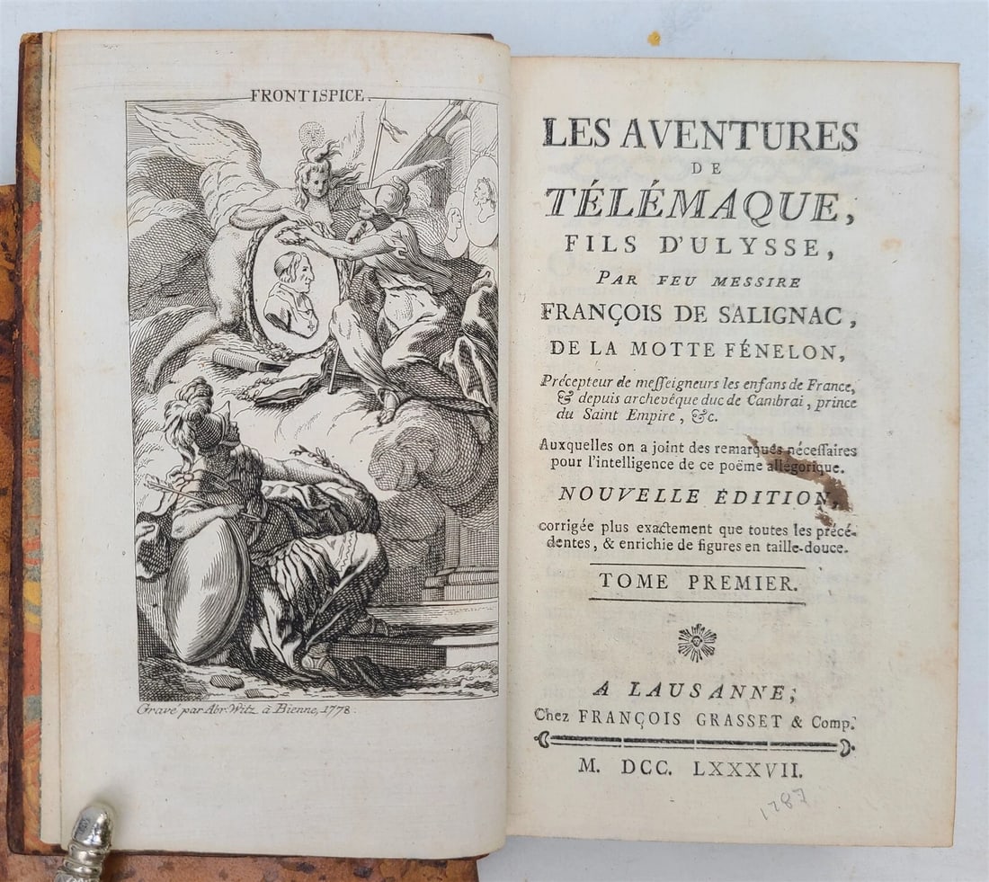 1787 LES AVENTURES de TELEMAQUE 2 volumes antique in FRENCH illustrated - 2