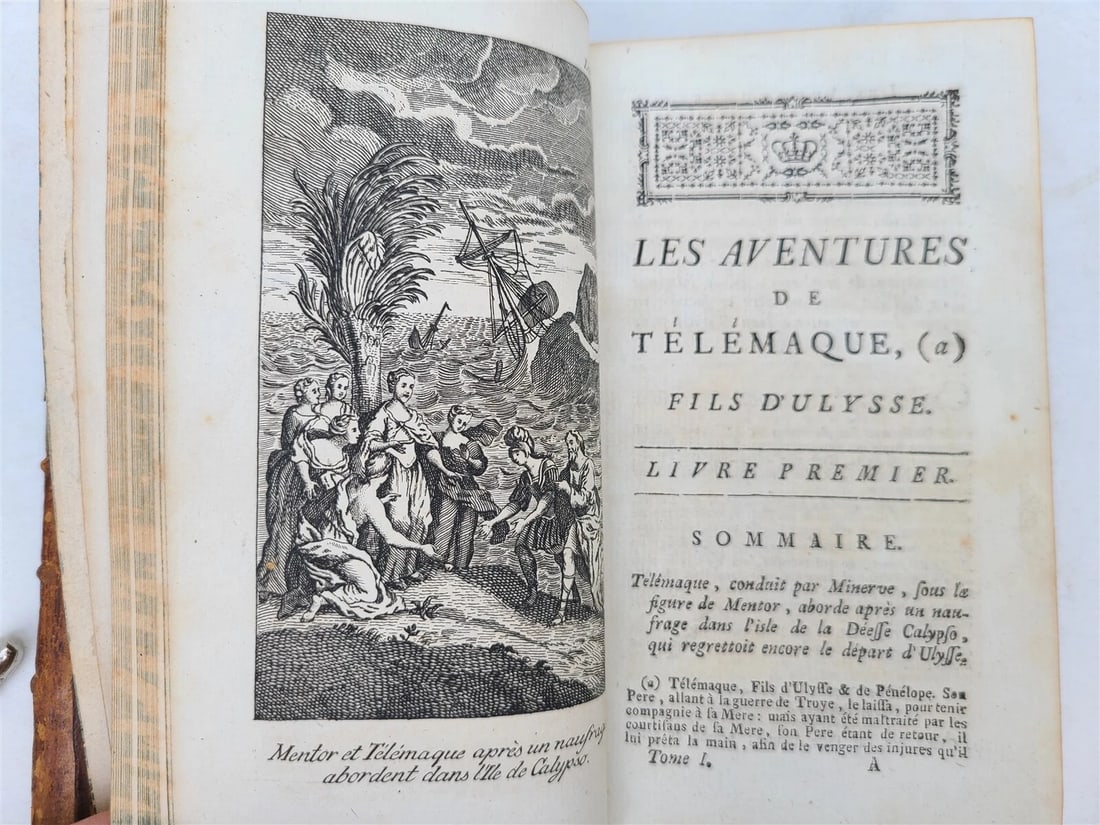 1787 LES AVENTURES de TELEMAQUE 2 volumes antique in FRENCH illustrated - 5