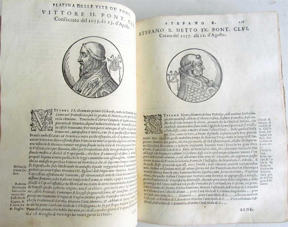 1600 BARTOLOMEO PLATINA LIVES of POPES antique 16th CENTURY ILLUSTRATED - 8