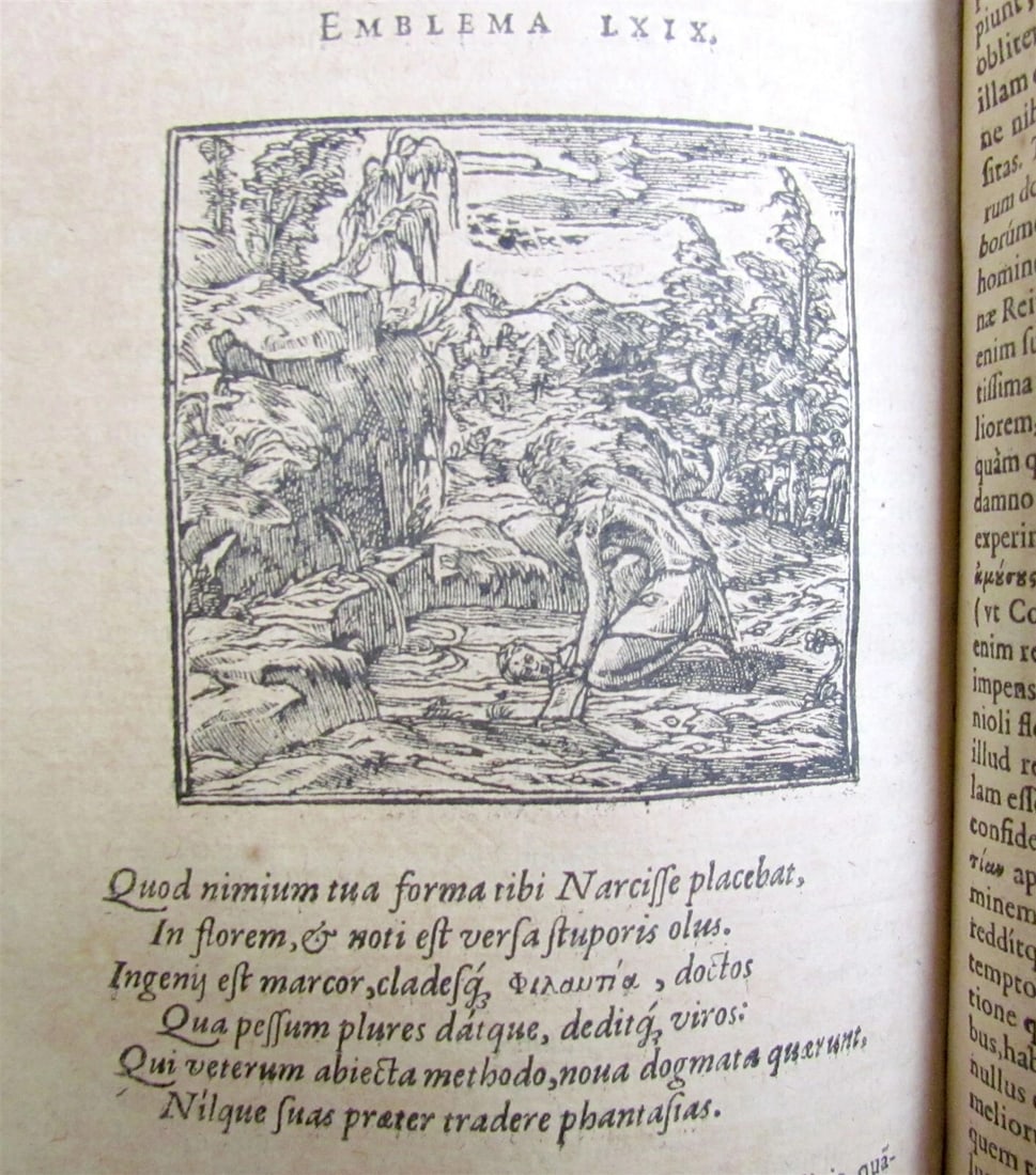 1614 ILLUSTRATED EMBLEMATA BOOK by Andrew ALCIATI VELLUM SPINE antique - 6