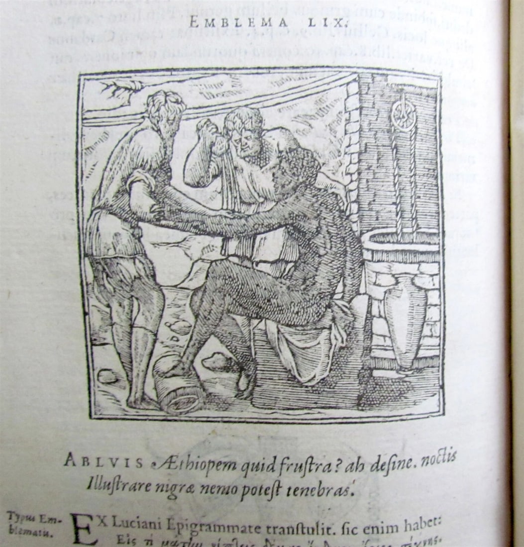 1614 ILLUSTRATED EMBLEMATA BOOK by Andrew ALCIATI VELLUM SPINE antique - 7