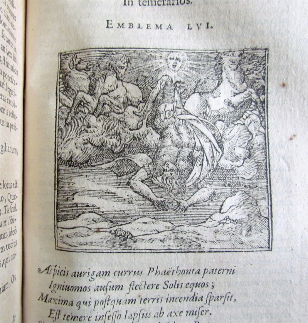 1614 ILLUSTRATED EMBLEMATA BOOK by Andrew ALCIATI VELLUM SPINE antique - 8