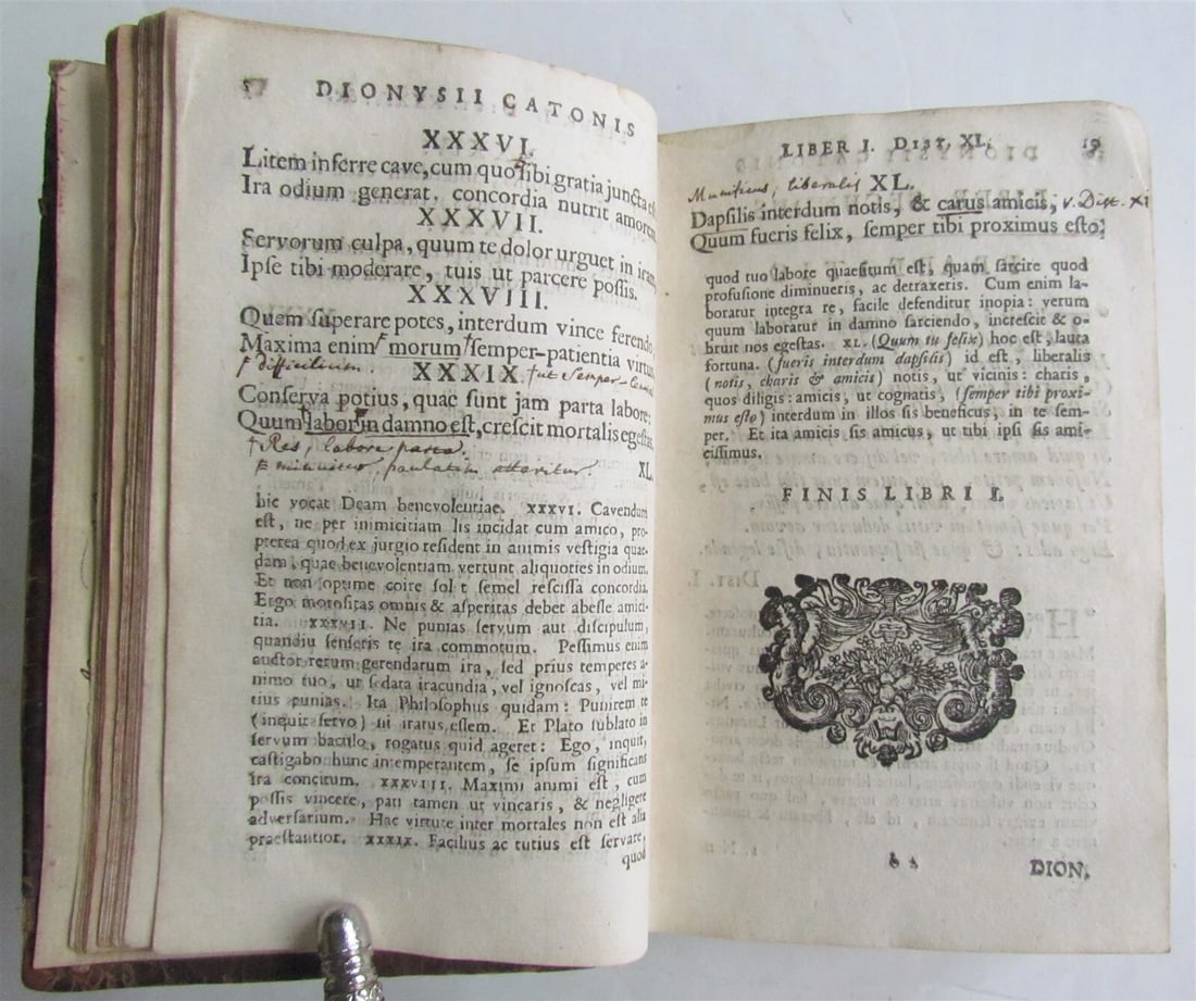 1735 DISTICHA DE MORBIUS AD FILIUM antique Distichs of Cato by Dionisii Catonis - 6
