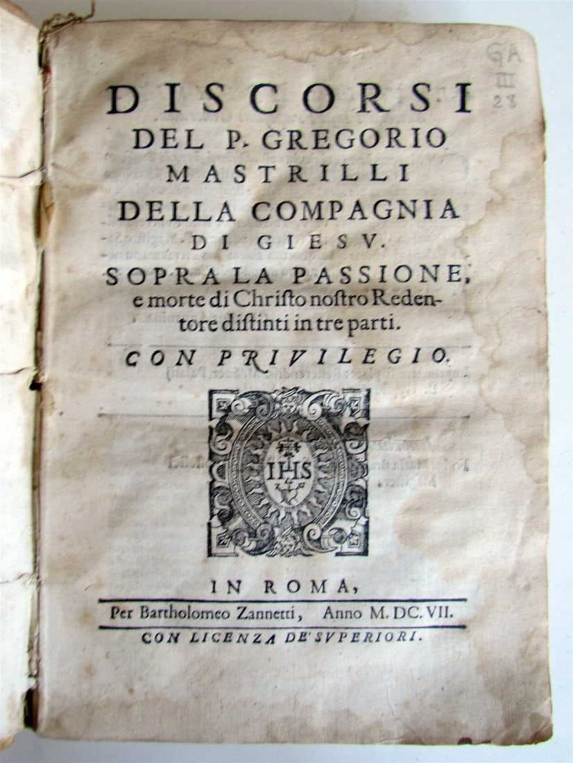 1607 DISCORSI DEL P.GREGORIO MASTRILLI DELLA COMPAGNIA DI GIESU antique VELLUM (1 of 10)