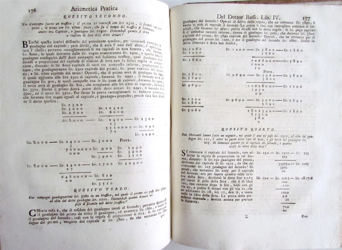 1765 Practical Arithmetic by Giulio Bassi 2 vols ARITMETICA PRACTICA MATHEMATICS - 7