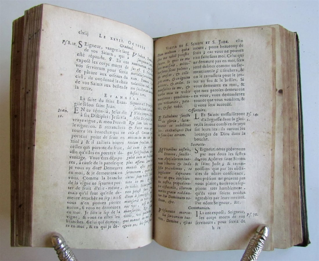 1694 L'ANNEE CHRETIENNE MASSES in FRENCH & LATIN ANTIQUE ARMORIAL BINDING vol.11 - 6