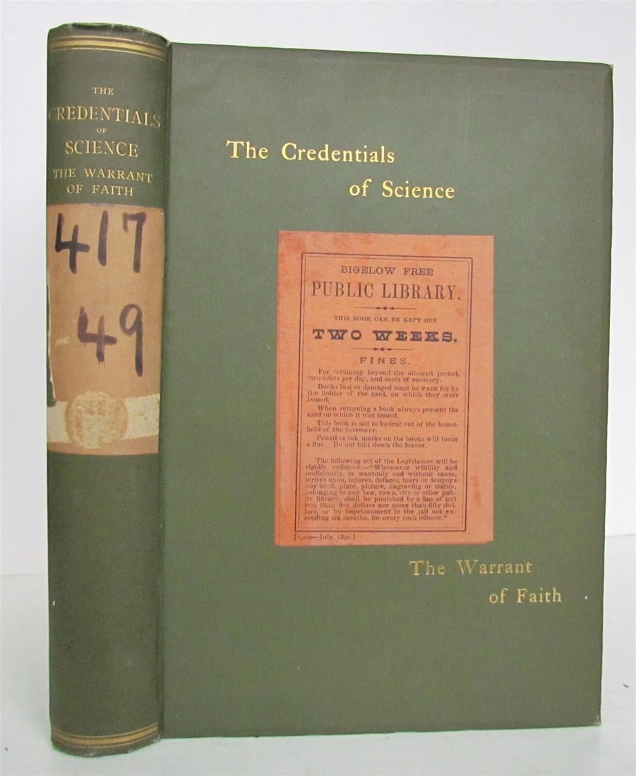 1893 THE CREDENTIALS of SCIENCE THE WARRANT of FAITH by J. COOKE antique - 2