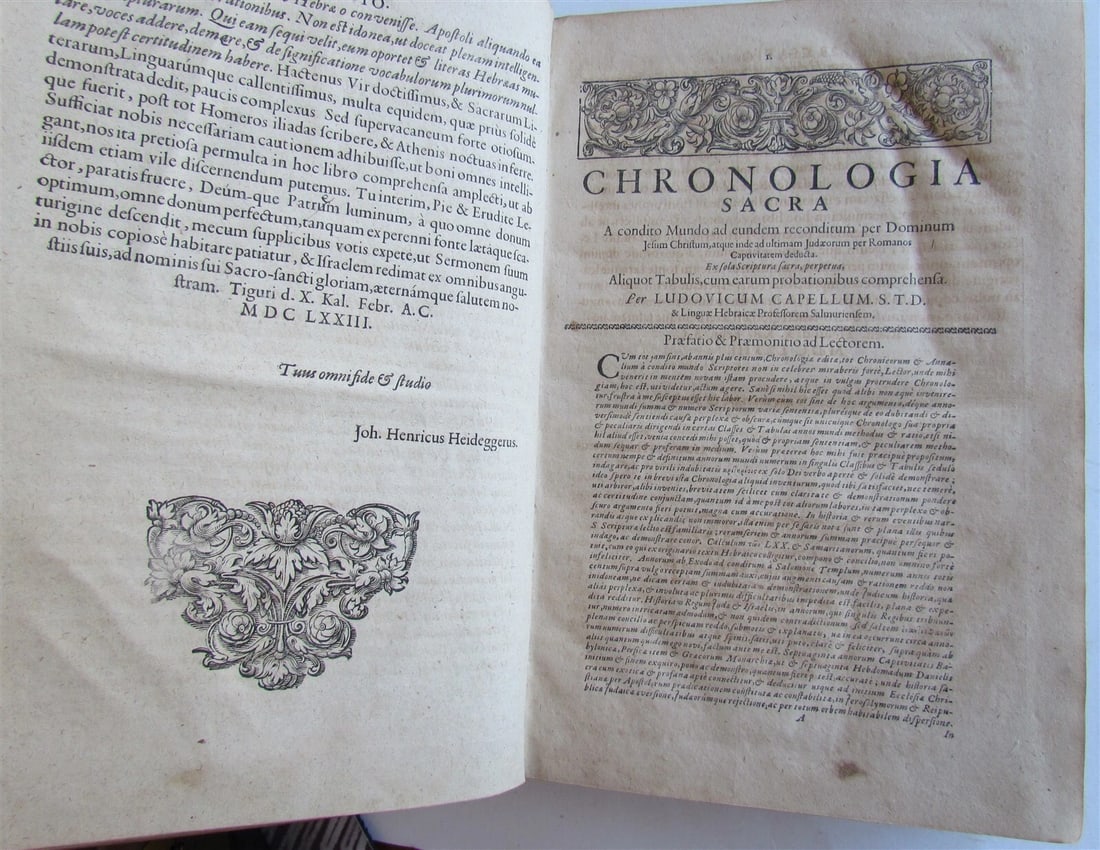1673 BIBLE COMMENTARY antique VELLUM Biblicus Apparatus Chronology Topography - 5