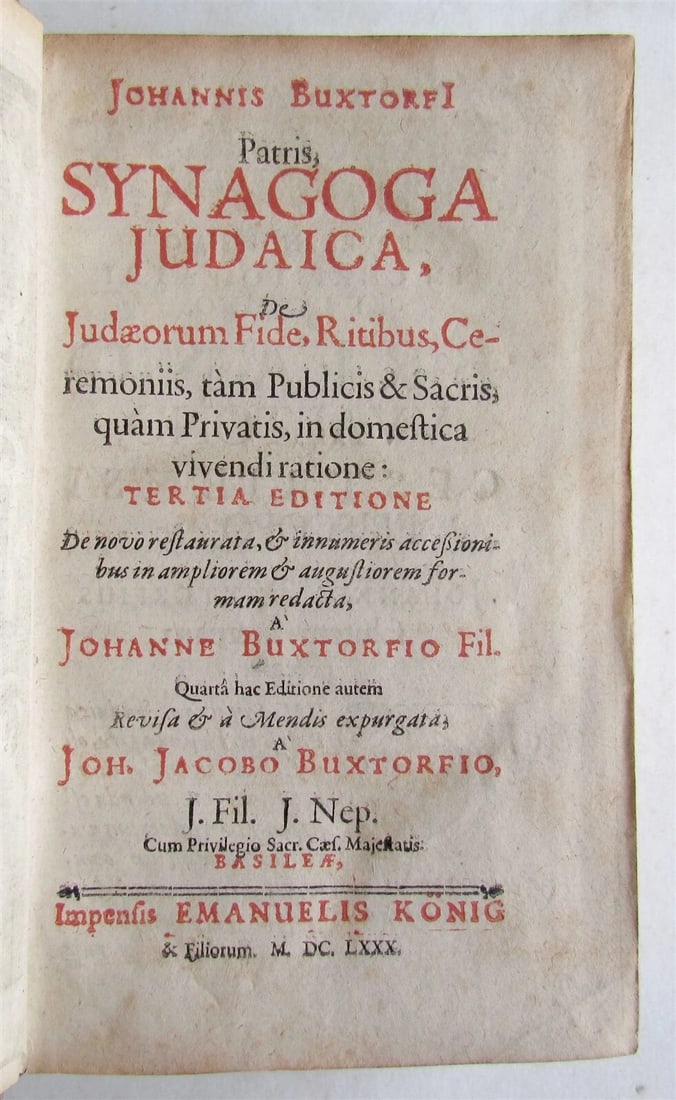 1680 SYNAGOGA JUDAICA BUXTORF antique 17th CENTURY GERMAN JEWRY HISTORY vellum - 3