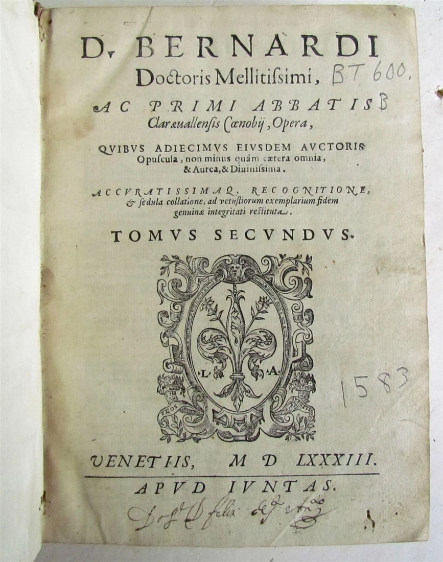 1583 2 volumes ANTIQUE 16th century D.BERNARDI OPERA Bernard of Clairvaux VENICE - 2