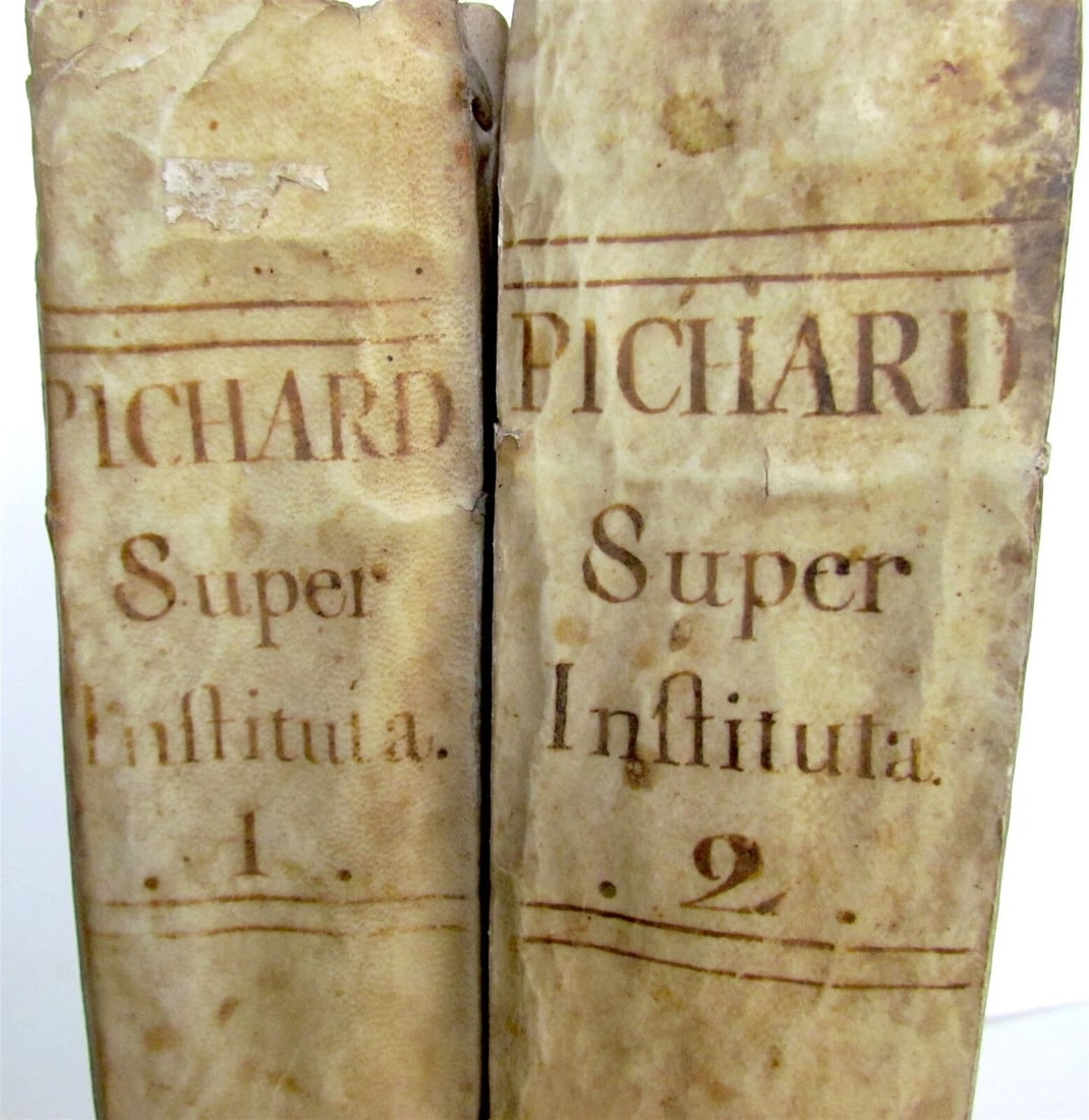 1671 LAW BOOKS 2 FOLIO VOLUMES Institutionum Imperatoris antique VELLUM BOUND - 3