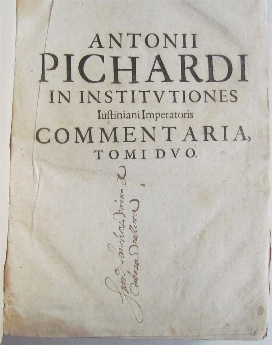 1671 LAW BOOKS 2 FOLIO VOLUMES Institutionum Imperatoris antique VELLUM BOUND - 5