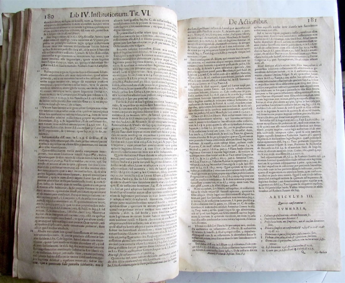 1671 LAW BOOKS 2 FOLIO VOLUMES Institutionum Imperatoris antique VELLUM BOUND - 9