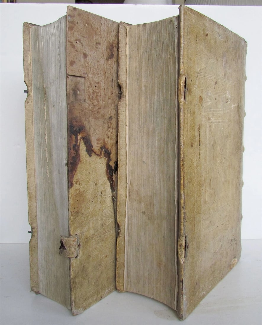 1730 BIBLE 2 volumes LATIN GERMAN BIBLIA antique HAND TOOLED PIGSKIN BOUND FOLIO - 5