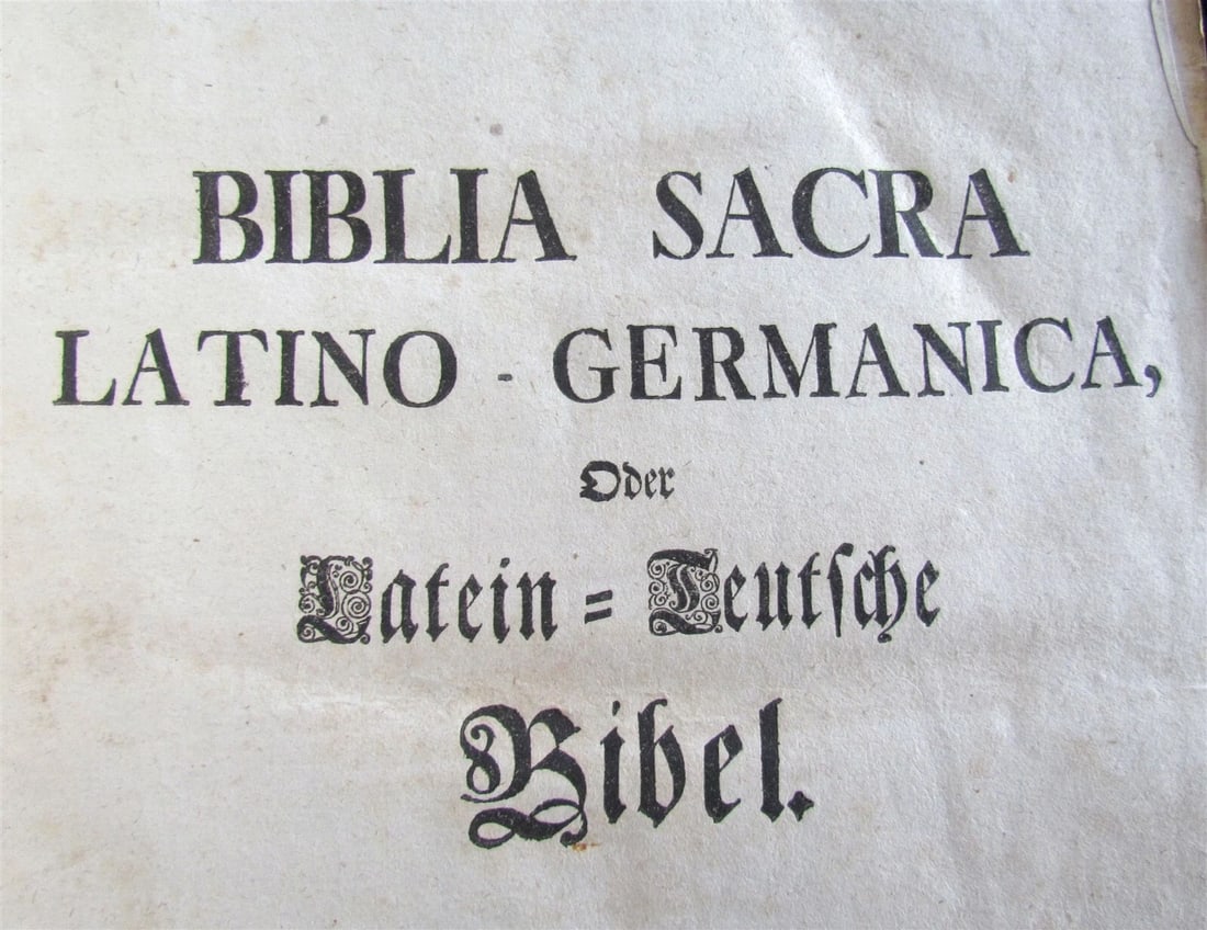 1730 BIBLE 2 volumes LATIN GERMAN BIBLIA antique HAND TOOLED PIGSKIN BOUND FOLIO - 9