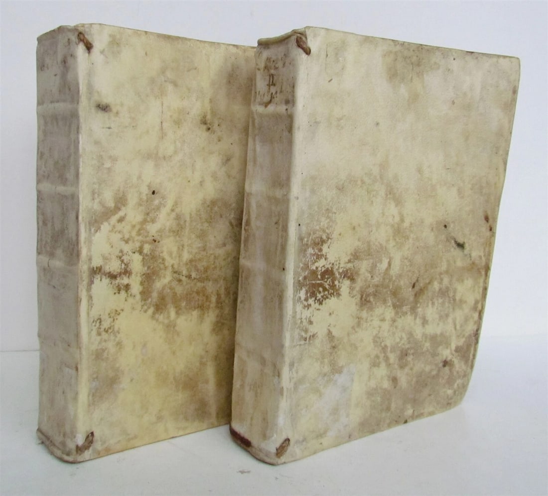 1740 BIBLE ILLUSTRATED 2 VOLUMES OLD TESTAMENT antique VELLUM BINDING in LATIN - 2