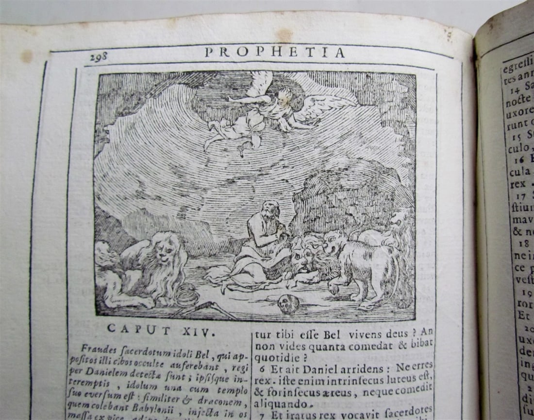 1740 BIBLE ILLUSTRATED 2 VOLUMES OLD TESTAMENT antique VELLUM BINDING in LATIN - 6