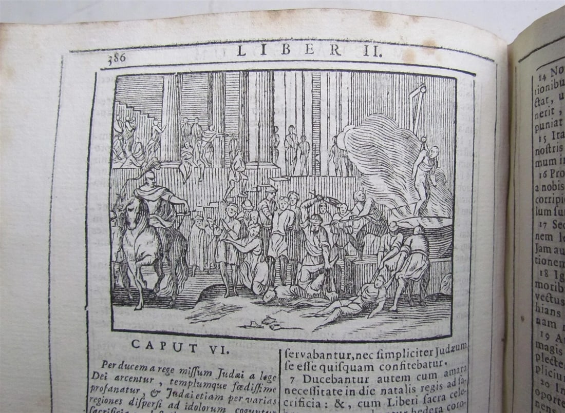 1740 BIBLE ILLUSTRATED 2 VOLUMES OLD TESTAMENT antique VELLUM BINDING in LATIN - 7