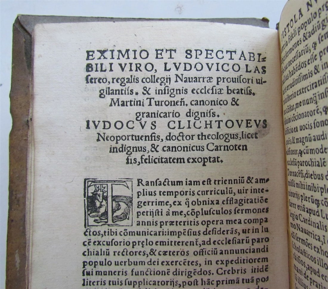 1554 Homiliarum tripartitarum by Josse Clichtoveus antique PIGSKIN BOUND vol. I - 6