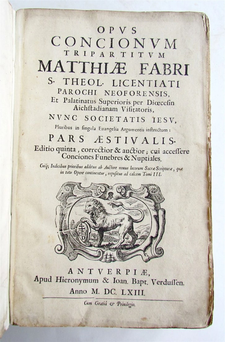 1663 THEOLOGY by MATTHIAE FABRI antique VELLUM BOUND FOLIO - 3