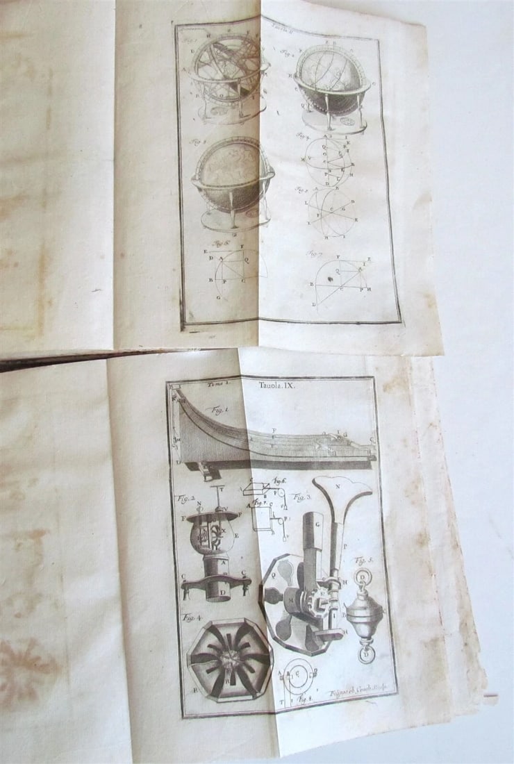 1774 ASTRONOMY SCIENCE ILLUSTRATED 2 VOLS Scienza della Natura Generale antique - 8