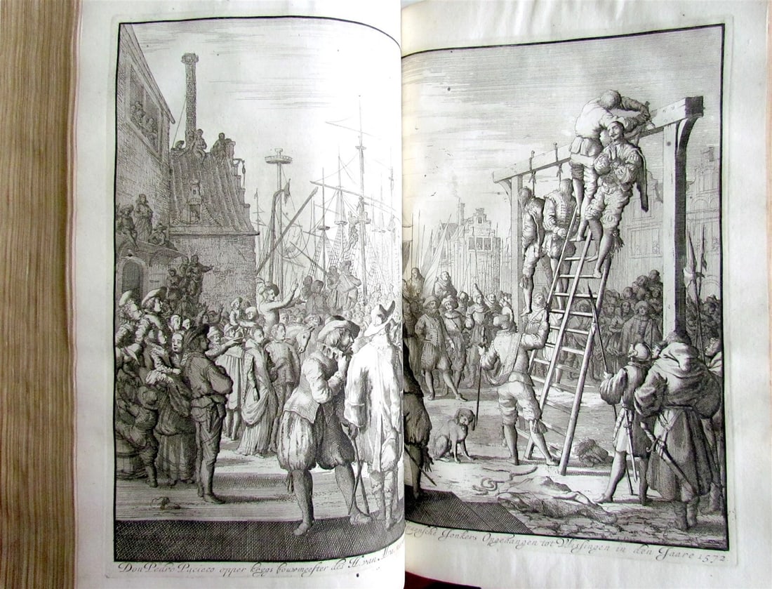 1703 NETHERLANDS HISTORY 2 FOLIO VOLUMES ILLUSTRATED ANTIQUE VELLUM BOUND - 10