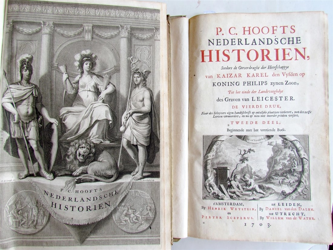 1703 NETHERLANDS HISTORY 2 FOLIO VOLUMES ILLUSTRATED ANTIQUE VELLUM BOUND - 12