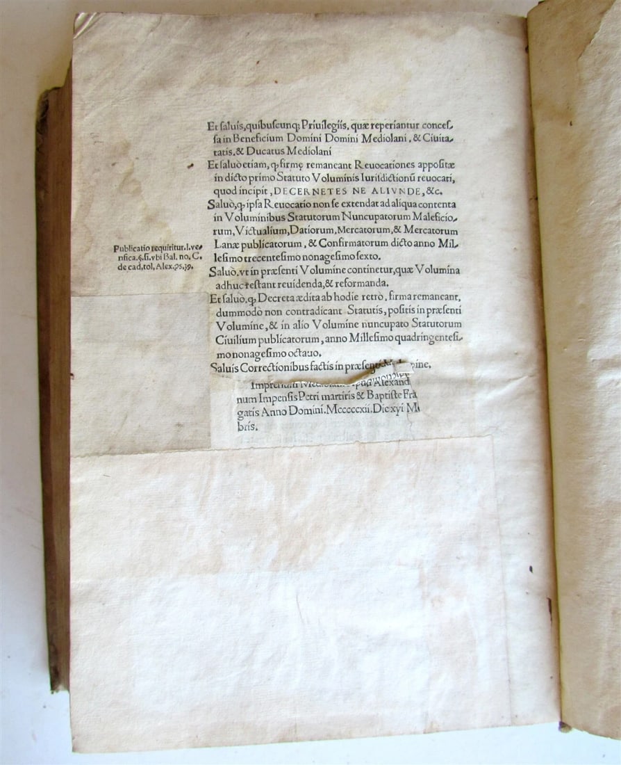 1552 MILAN HISTORY antique VELLUM BOUND FOLIO 16th CENTURY Statuti di Milano - 7