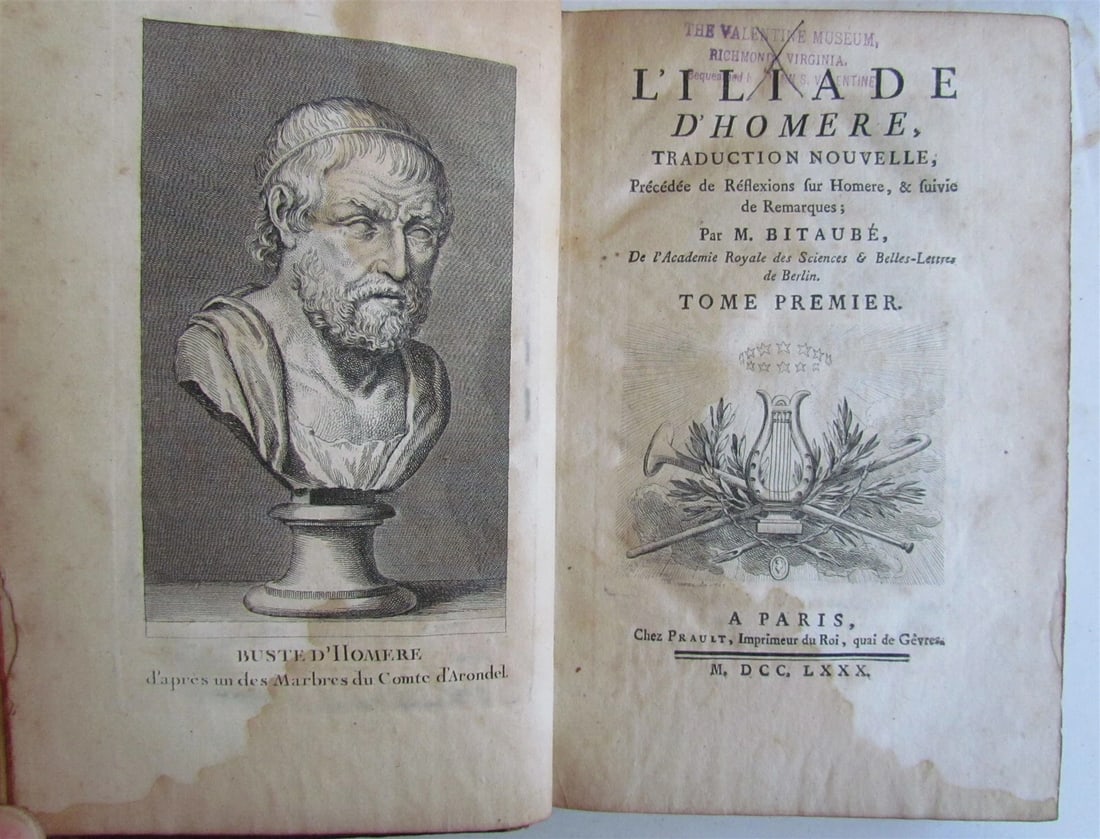 1780 ILIAD of HOMER 3 volumes antique in FRENCH L'Iliade D'Homere - 6
