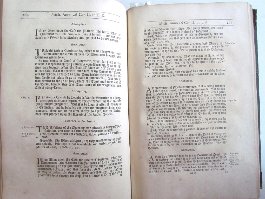 1726 LAW BOOK Reports of Sir Peyton Ventris ANTIQUE FOLIO in ENGLISH - 5
