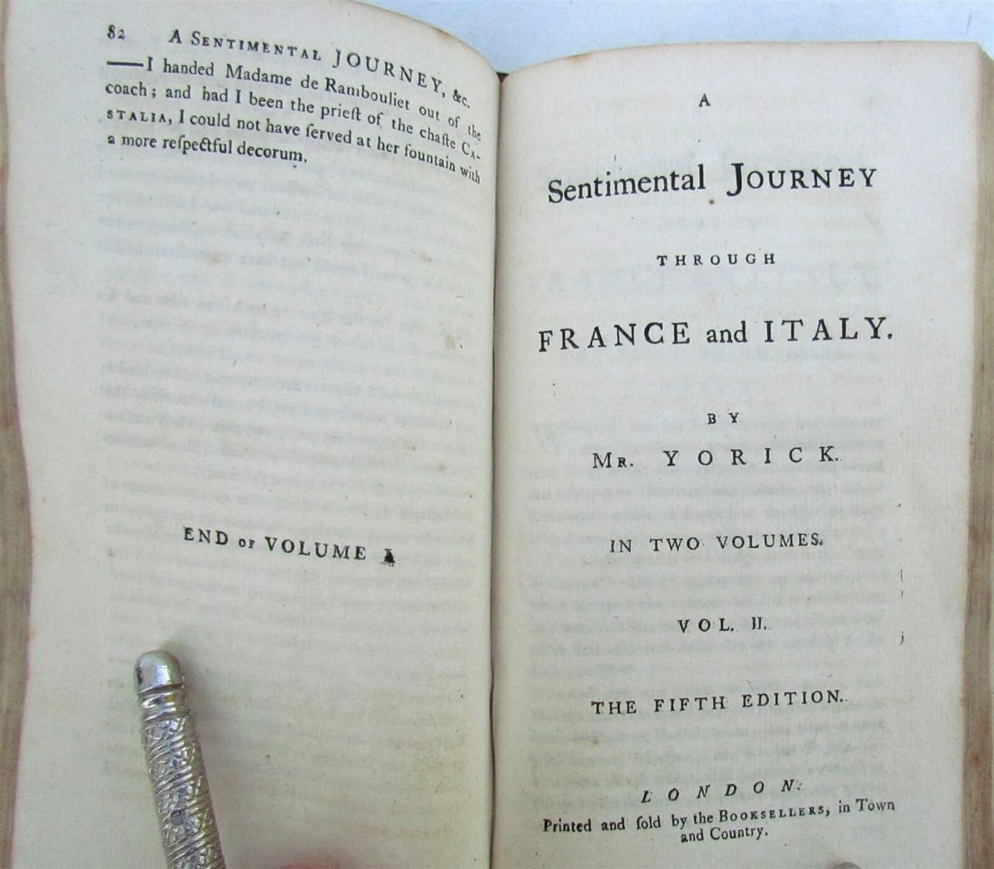 1792 SENTIMENTAL JOURNEY to FRANCE & ITALY by Mr. YORICK antique L. STERNE - 3