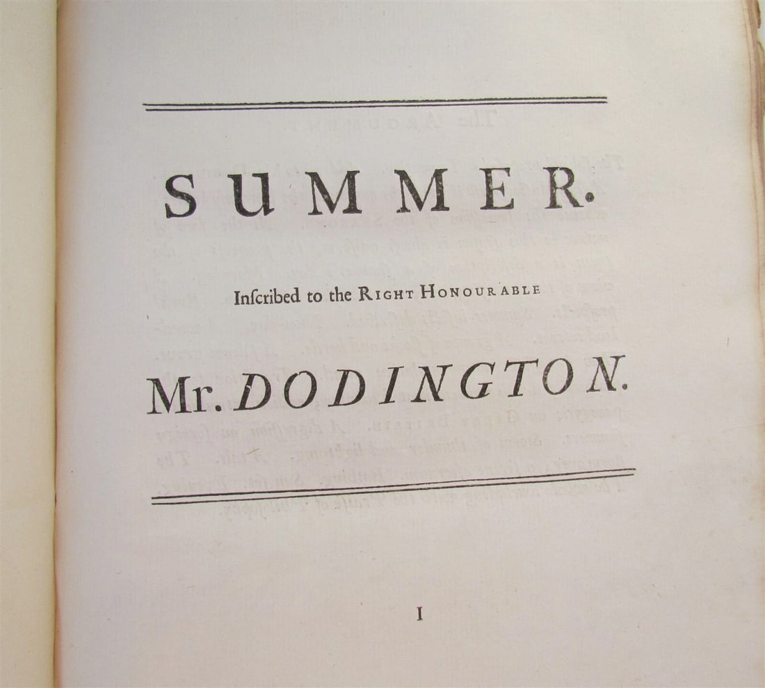 1730 POETRY in ENGLISH THE SEASONS by JAMES THOMPSON antique 1st EDITION - 4
