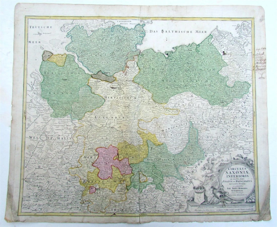 1720 antique MAP of LOWER SAXONY GERMANY 18th CENT. Circulus Saxoniae inferioris - 2