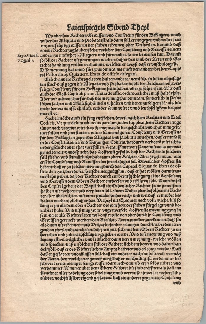 1550 ENGRAVING antique Justinus Gobler Der Rechten Spiegel Law BOOK 16th cent - 2