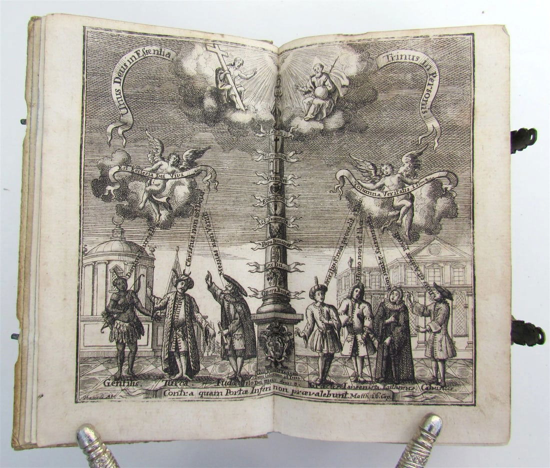 1738 COLUMNA et FIRMAMENTUM VERITATIS antique PIGSKIN BOUND in LATIN - 2