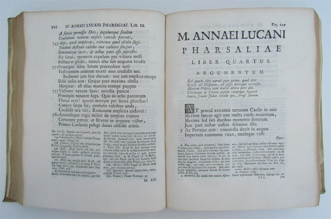 1740 PHARSALIA by LUCAN ARMORIAL VELLUM BINDING antique De Bello Civili - 5