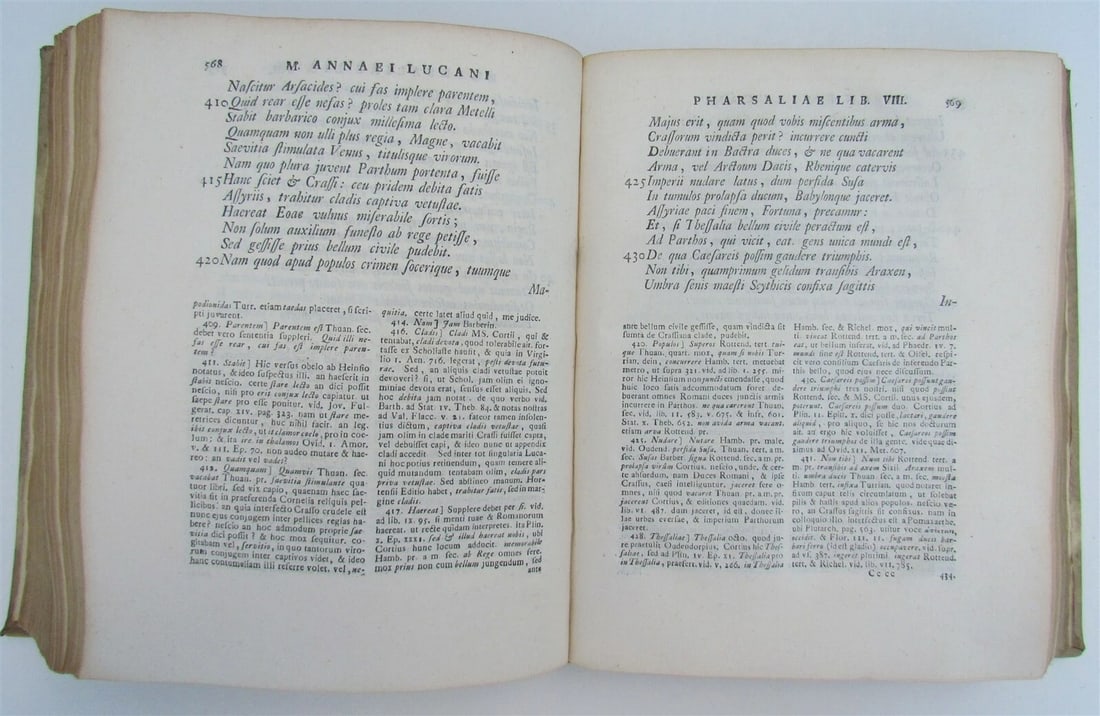 1740 PHARSALIA by LUCAN ARMORIAL VELLUM BINDING antique De Bello Civili - 6