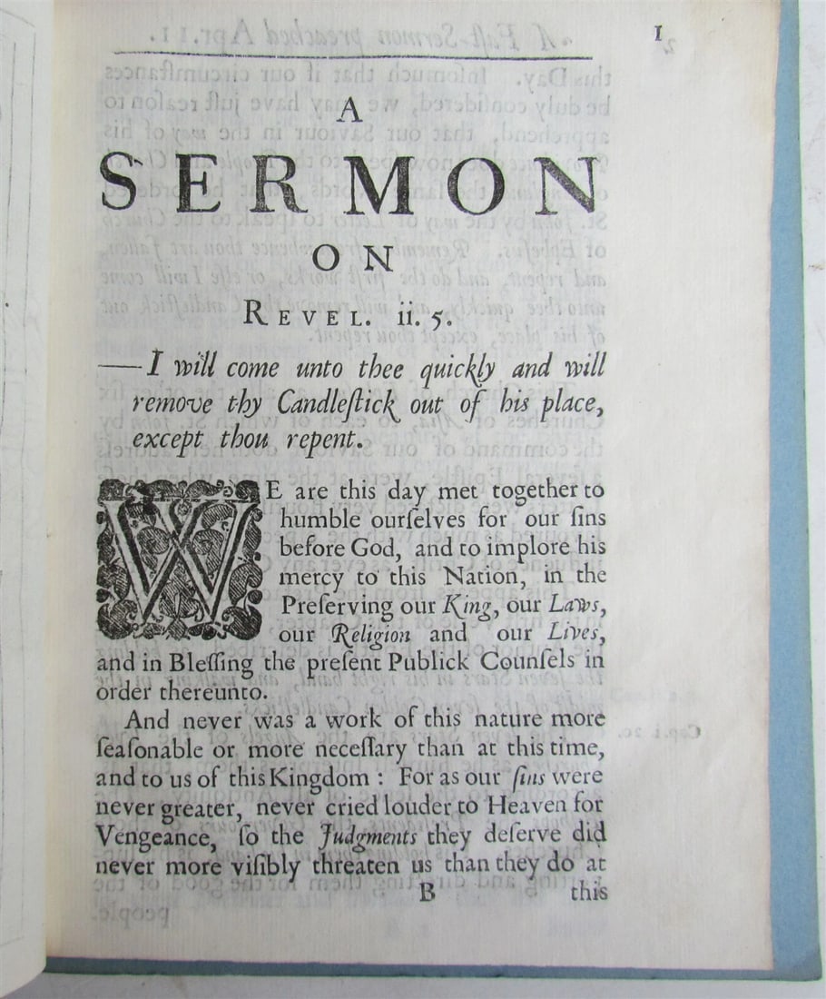 1679 SERMON PREACHED on the DAY of PUBLIC FAST antique in ENGLISH - 2