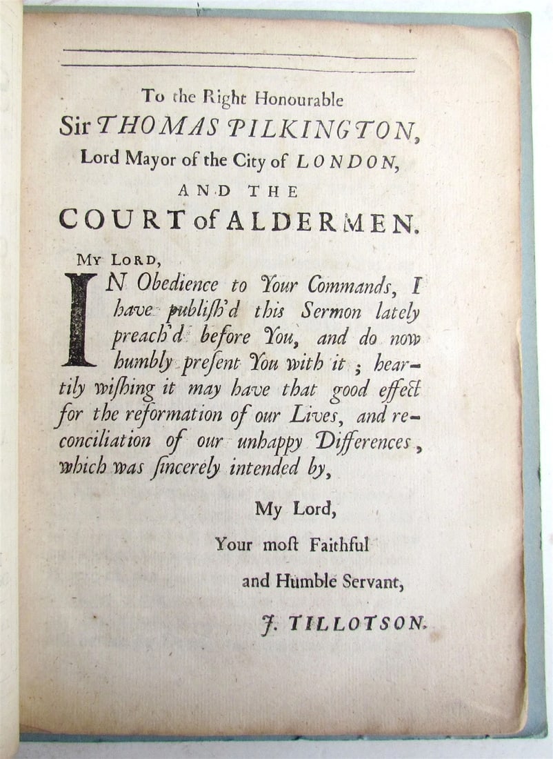 1690 Dr. TILLOTSON's FAST SERMON before LORD MAYOR antique in ENGLISH - 3