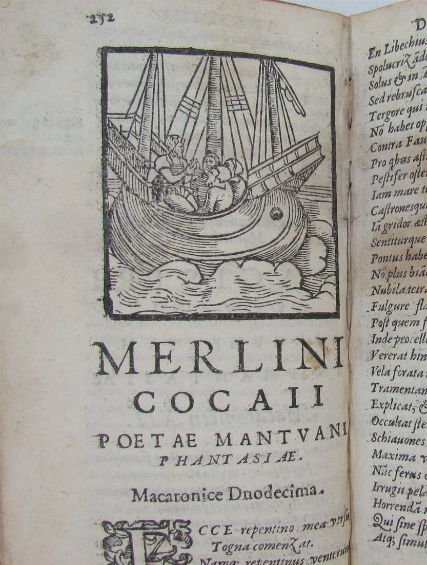 1585 ILLUSTRATED MACARONIC POETRY MERLINI COCAII antique 16th CENTURY - 10