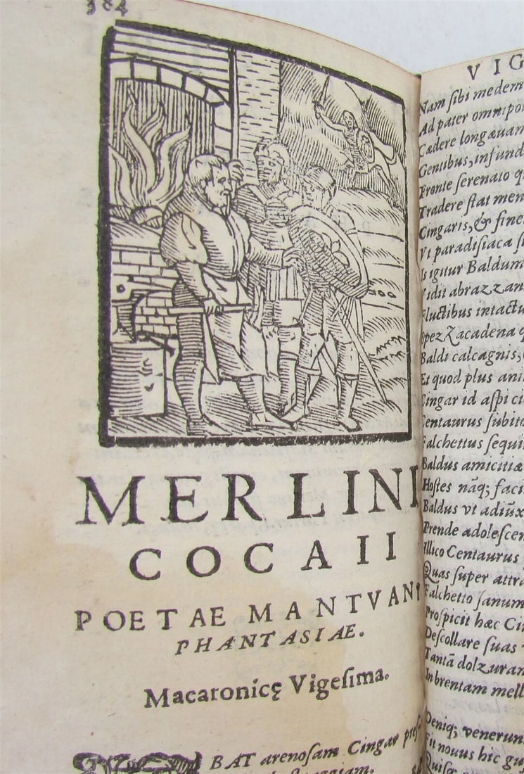 1585 ILLUSTRATED MACARONIC POETRY MERLINI COCAII antique 16th CENTURY - 12