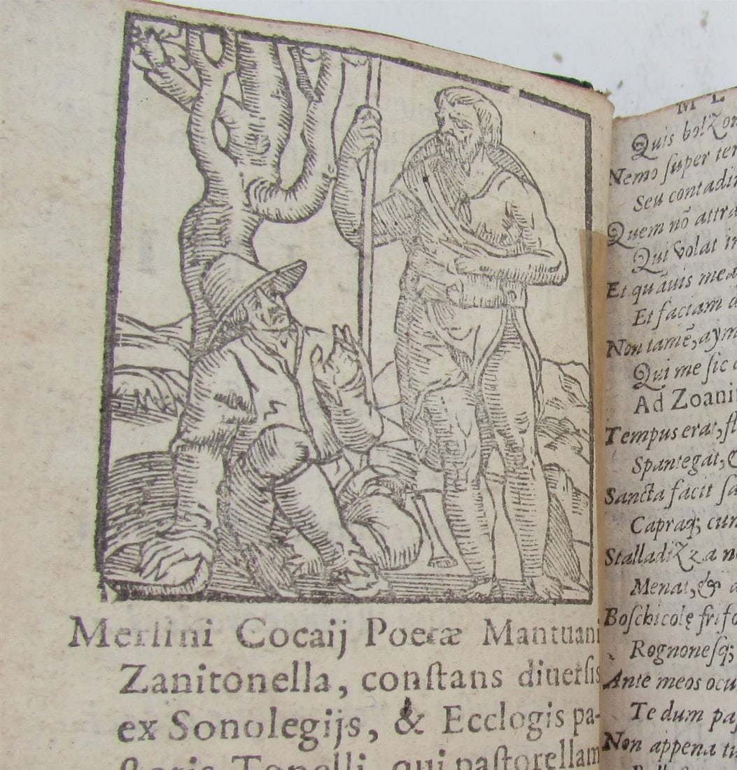 1585 ILLUSTRATED MACARONIC POETRY MERLINI COCAII antique 16th CENTURY - 3