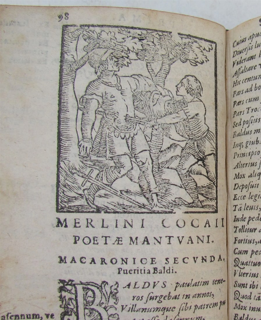 1585 ILLUSTRATED MACARONIC POETRY MERLINI COCAII antique 16th CENTURY - 4