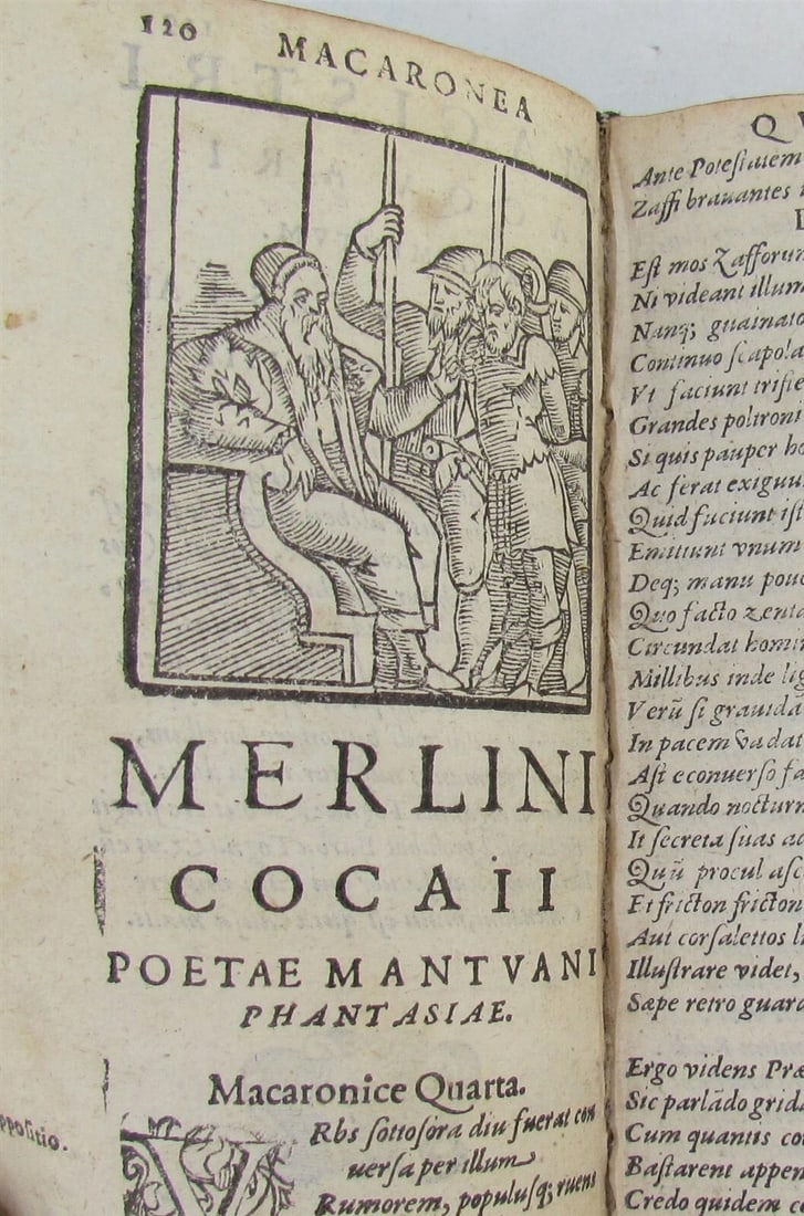 1585 ILLUSTRATED MACARONIC POETRY MERLINI COCAII antique 16th CENTURY - 6