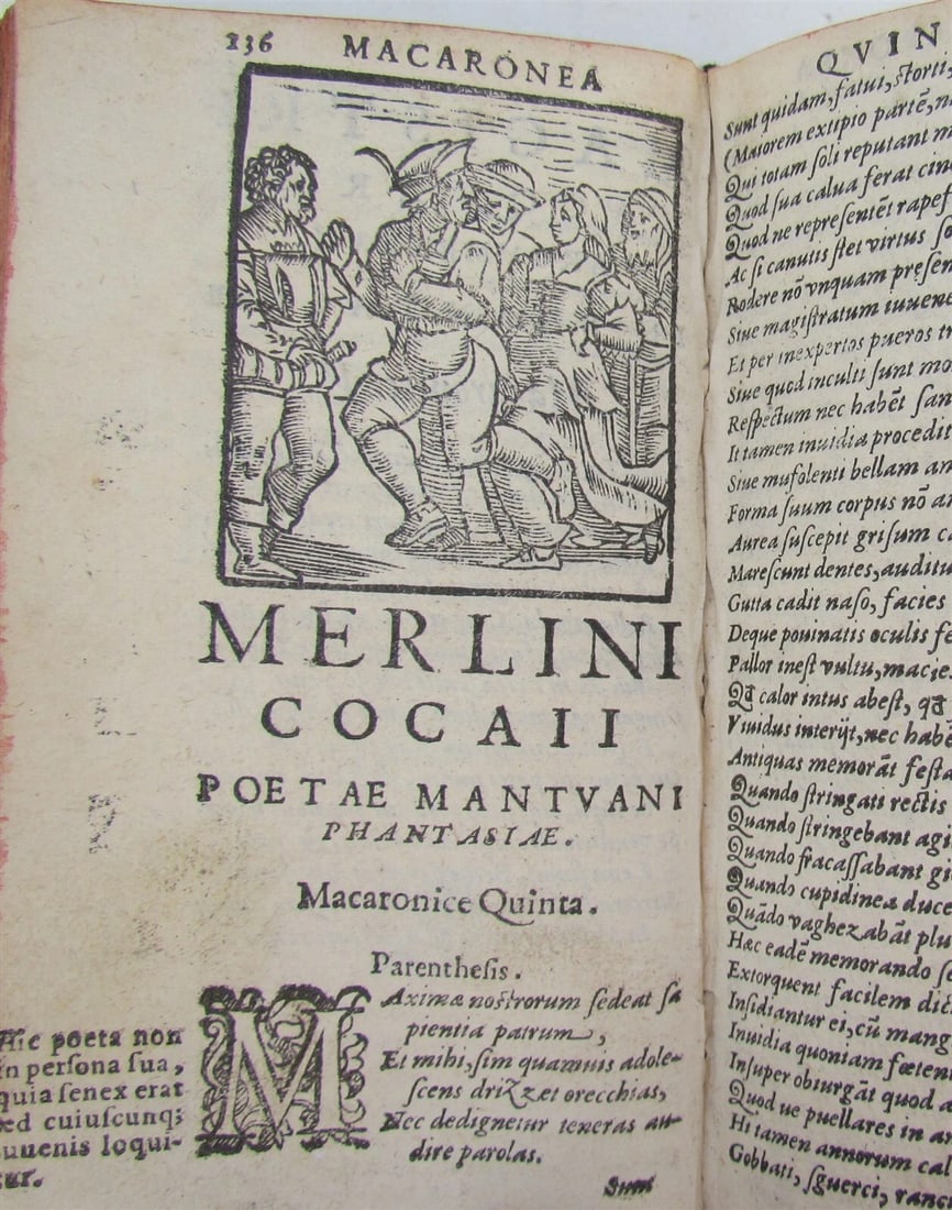 1585 ILLUSTRATED MACARONIC POETRY MERLINI COCAII antique 16th CENTURY - 7