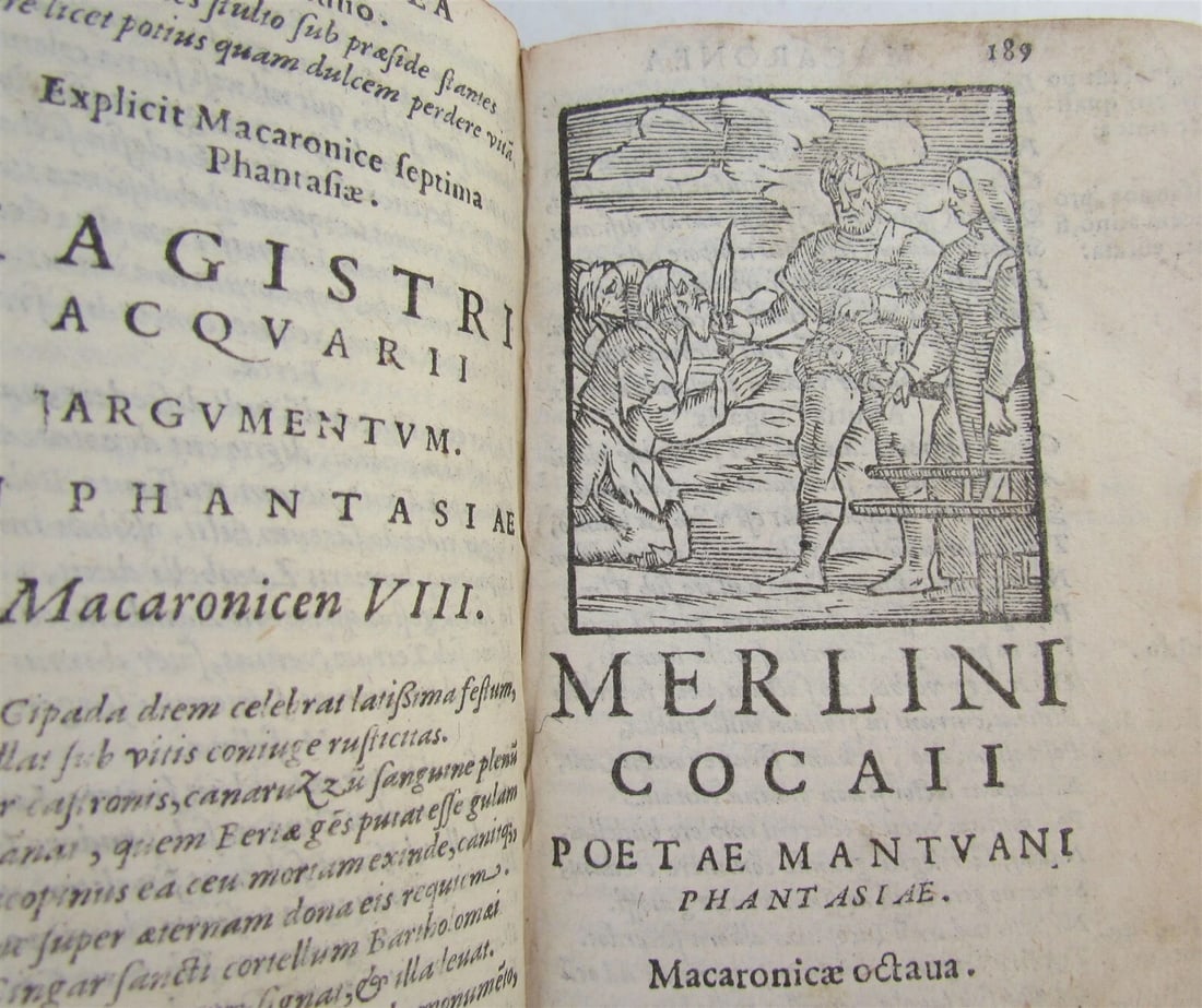 1585 ILLUSTRATED MACARONIC POETRY MERLINI COCAII antique 16th CENTURY - 9