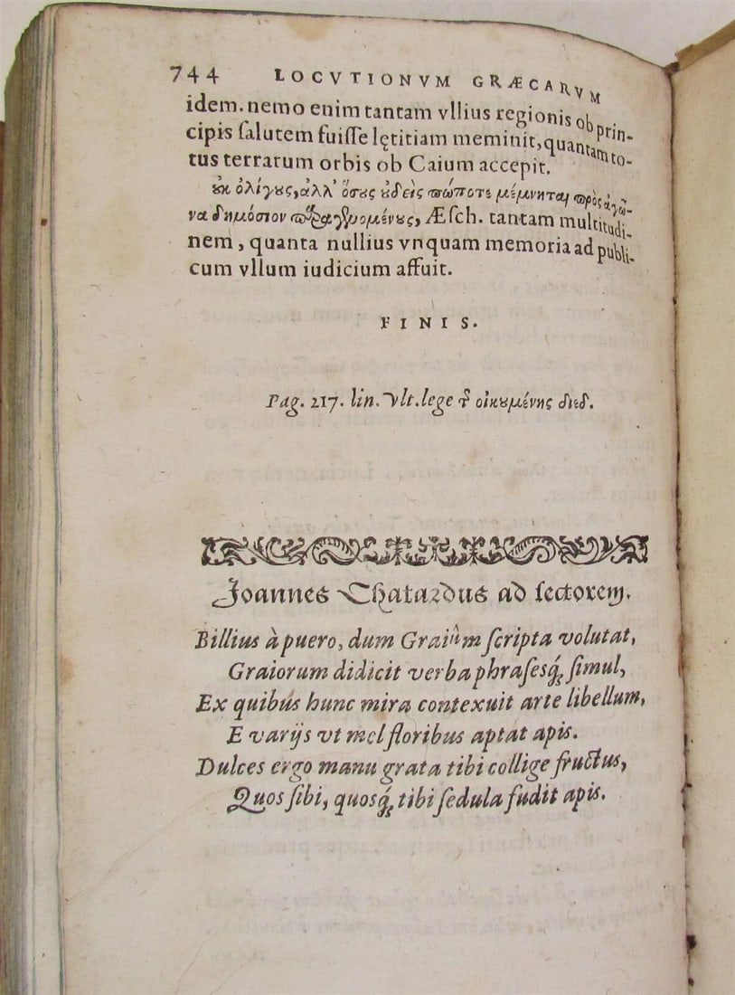 1588 Alphabetical dictionary of Greek idioms antique LOCUTIONUM GRAECARUM vellum - 4