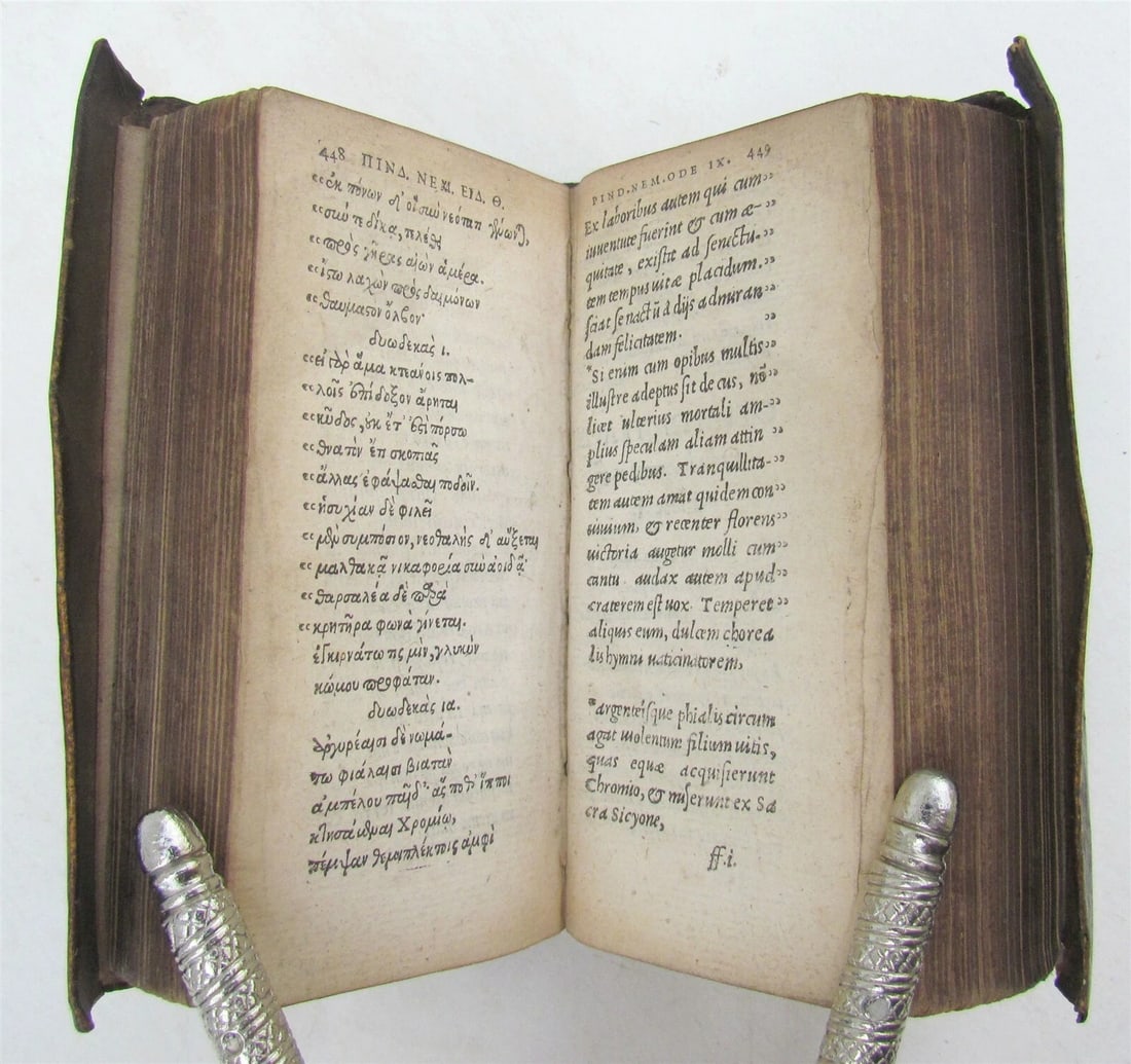 1566 PINDARI OLYMPIA vellum bound ANTIQUE Pindarus GREEK & LATIN Poetry - 6