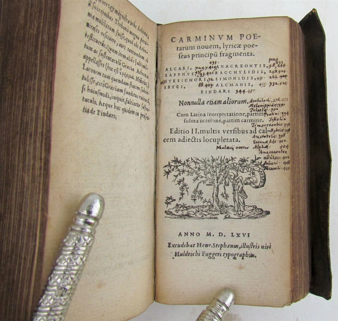 1566 PINDARI OLYMPIA vellum bound ANTIQUE Pindarus GREEK & LATIN Poetry - 8